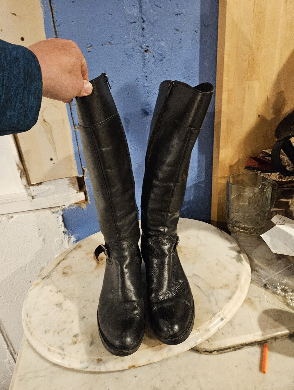 Svig Riding Boots Women's Black Leather Knee High Size US 8 EUR 39